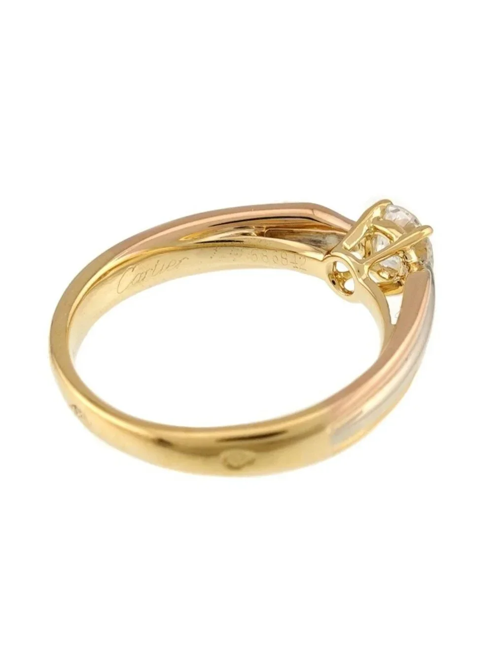 Cartier Trinity Solitaire Diamond VS 47 Ring 18k YG WG PG Triple Strand